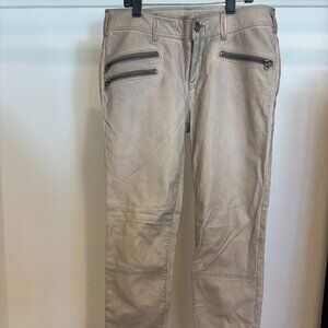 Free People Women's Faux Leather Moto Style Slim - Ankle Zip - Tan - Size 4